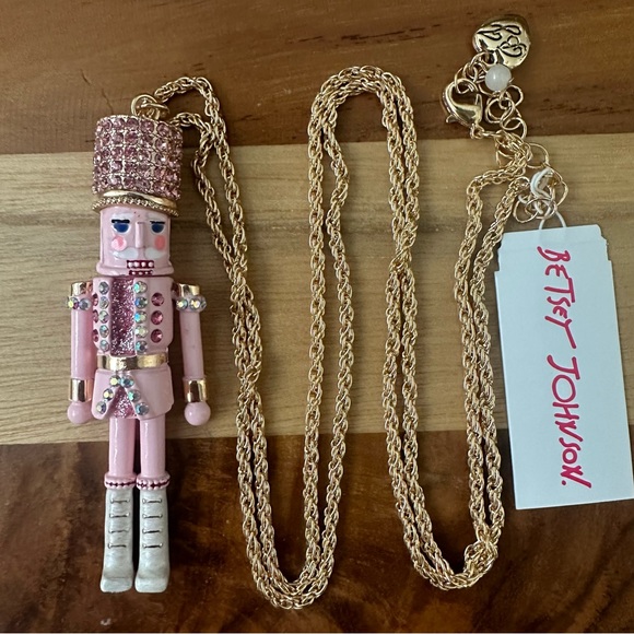 Betsey Johnson Nutcracker Pendant Long Necklace women’s pink - Picture 1 of 7